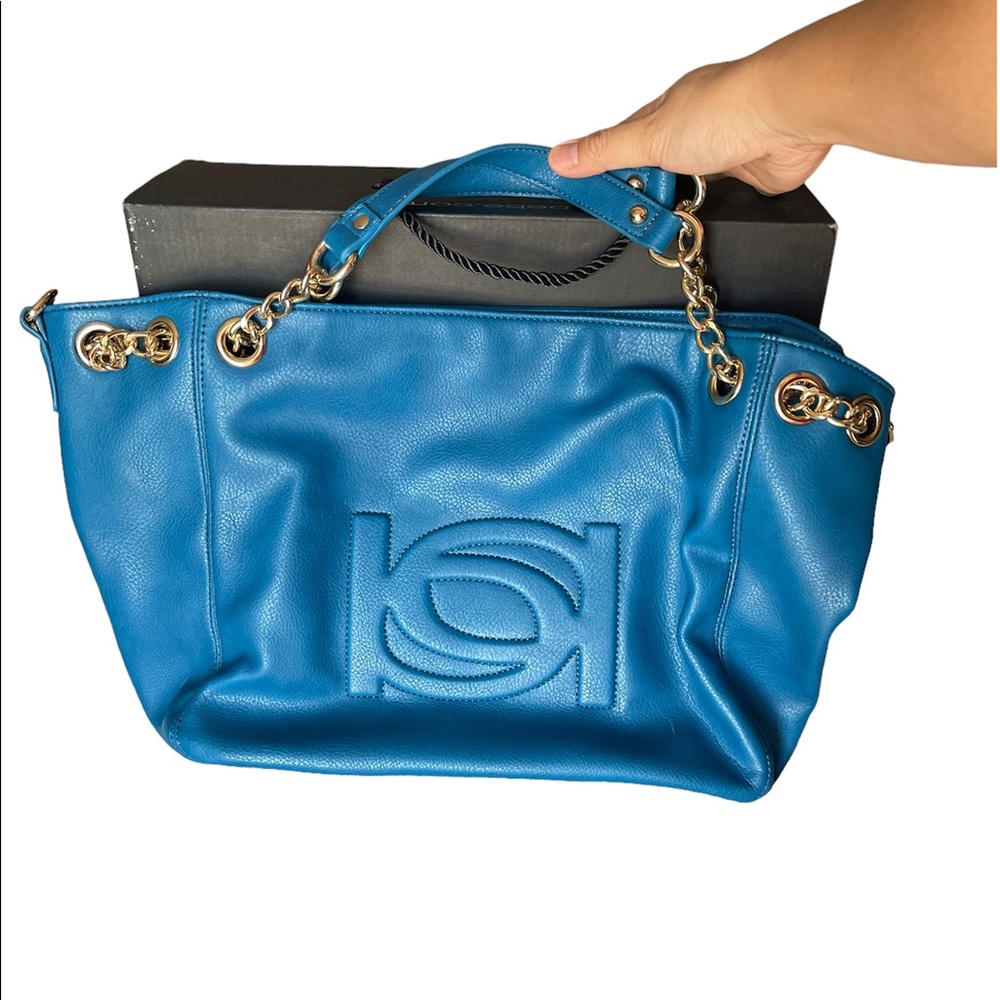 bebe Lara Shopper Handbag in Mykonos Blue NWT